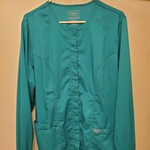 Cherokee Workwear Revolution Women's 3-Pocket Snap-Front Scrub Jacket /Teal/LG